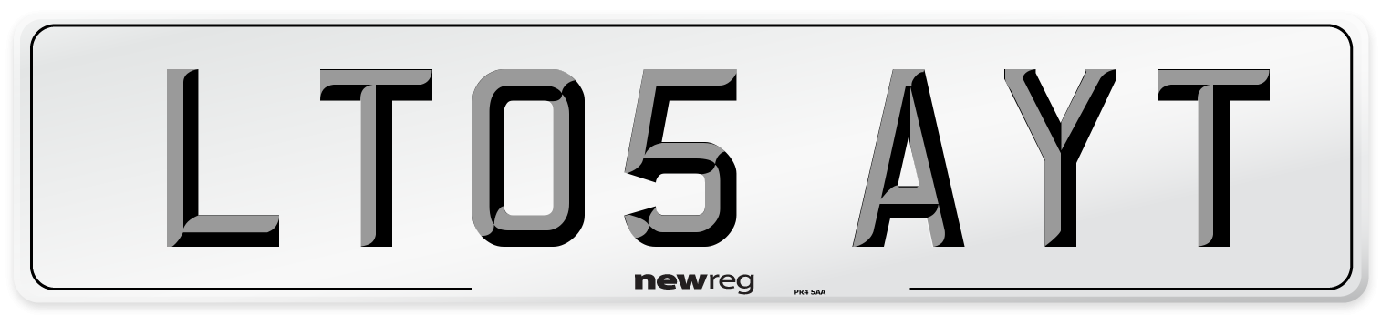LT05 AYT Number Plate from New Reg